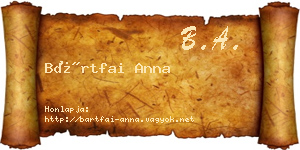 Bártfai Anna névjegykártya