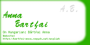 anna bartfai business card